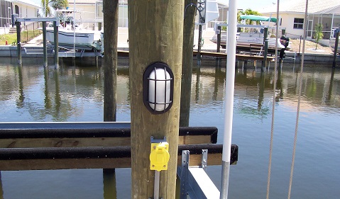 Cocoa boat dock shore power installation