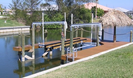 Flagler Beach florida boat dock and boat lift electrical wiring lights and shore power installation