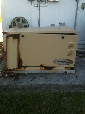 standby generator rusty enclosure repair